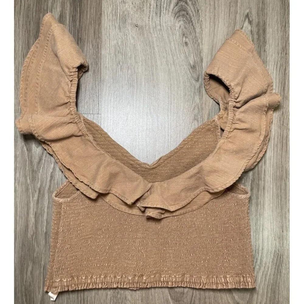 Maeve Brown Ruffle Crop Top - Picture 8 of 10